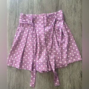 Zara Purple and White Polka Dot Belted Silk shorts size small